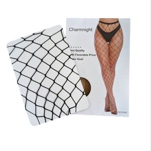 Charm night Fishnet Pantyhose Women's Sz S-XXXL Black 88% Nylon 12% Spandex